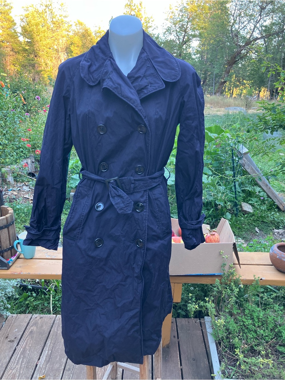 Vintage 60’s blue military trench coat cotton
